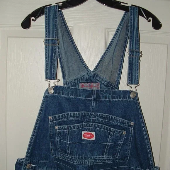 LAST ONE!!! NEW Vintage Sz 20 Blue Denim Carpenter Style Bib Overalls REVOLT - Picture 5 of 10